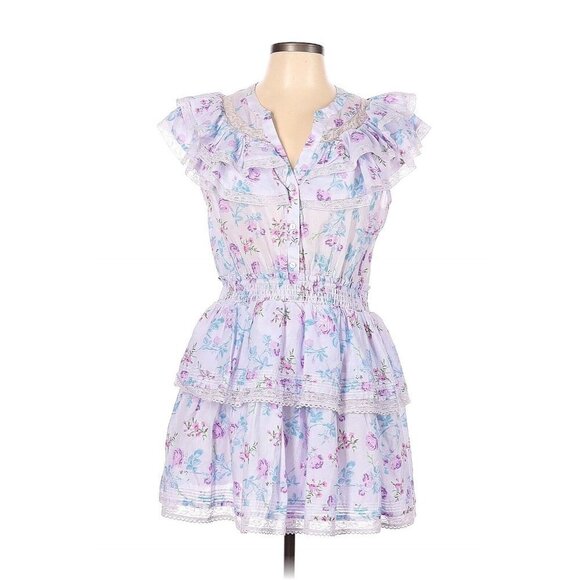 NWT LoveShackFancy x Target Lou in Purple Floral Double Ruffle Tiered Dress L - Picture 1 of 8
